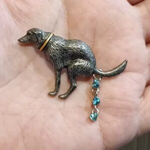 Pooping Dog Crystal Brooch
